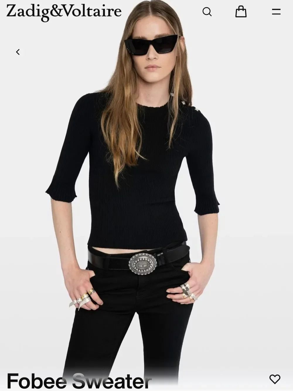 $328 Zadig & Voltaire Fobee Wool Sweater in Black FLAWED XS NWT